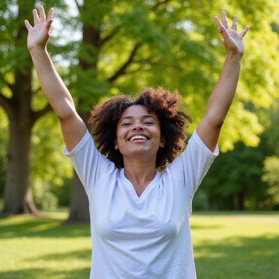 Person feeling energetic after taking Herbanelle Vitality Boost Supplement